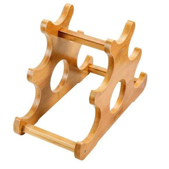 Wine Rack, Wine Bottle Holder for Home Kitchen Bar, 6-Bottle Wine Shelf ,Bamboo - Picture 4 of 8